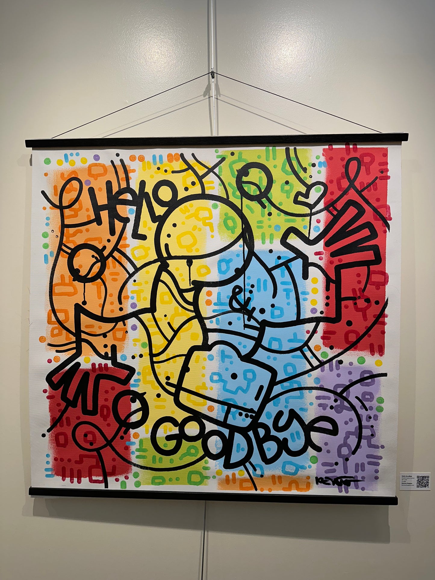 HELLO / GOODBYE - 40" x 40" acrylic on unstretched canvas