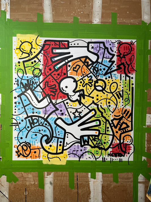 QUESTIONS?  48" x 48" - acrylic on unstretched canvas