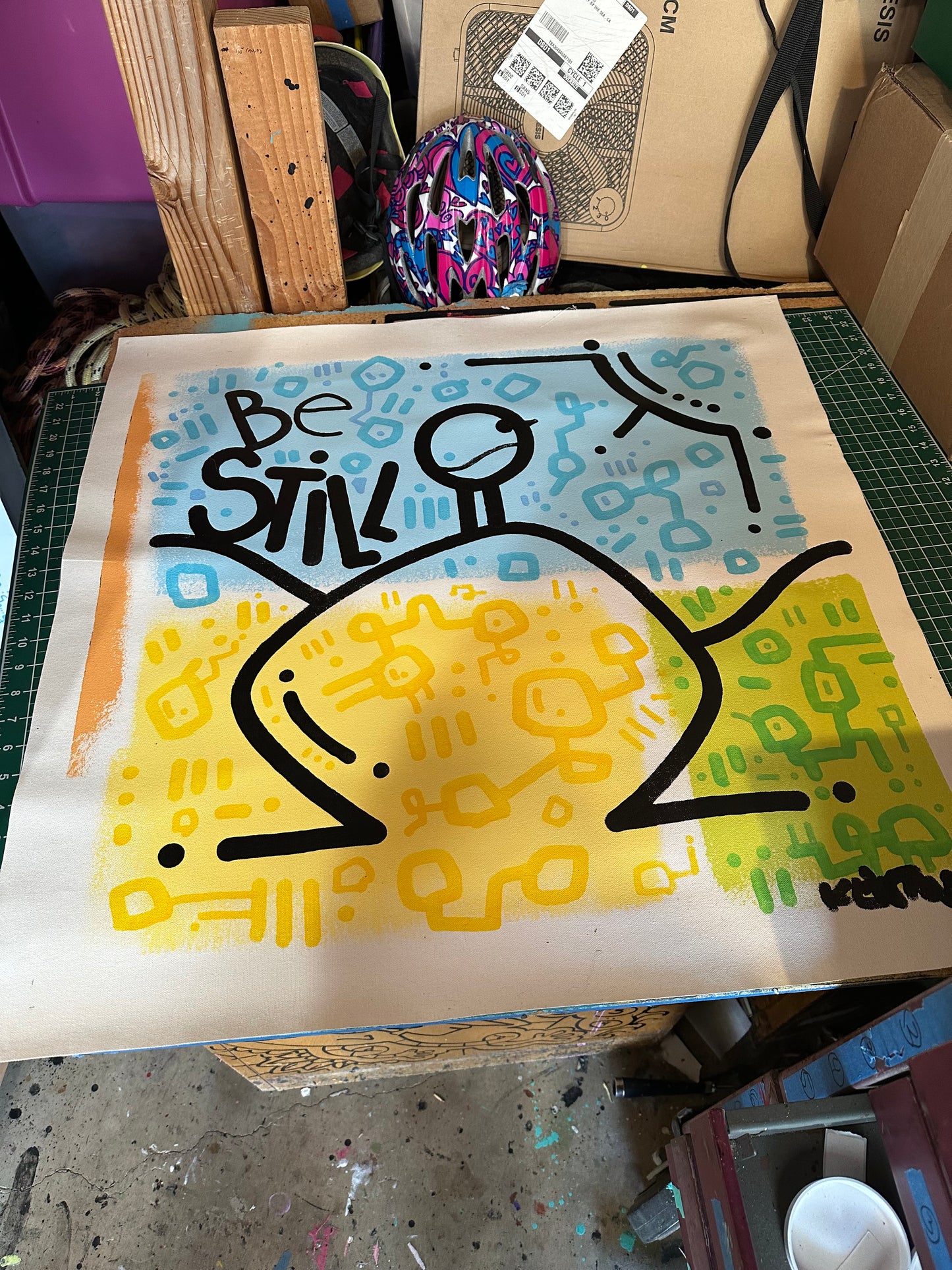 BE STILL - 30" x 30" acrylic on unstretched canvas