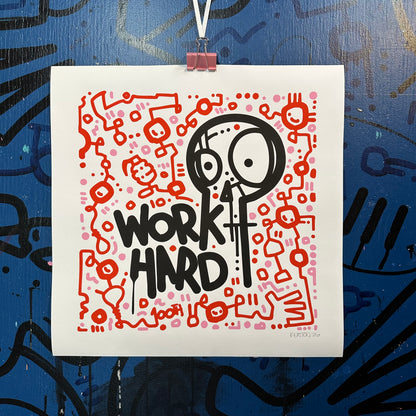 Work Hard / Motivational Canvas Print 20" x 20"