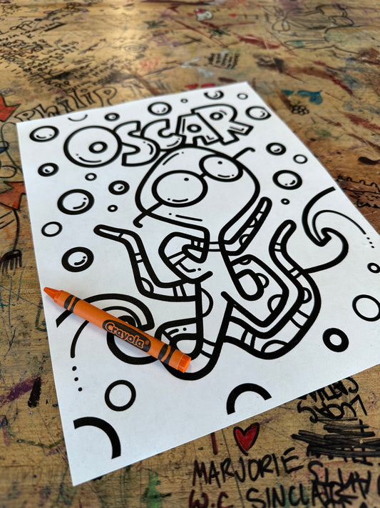 OSCAR THE OCTOPUS/Coloring Page : Digital Download